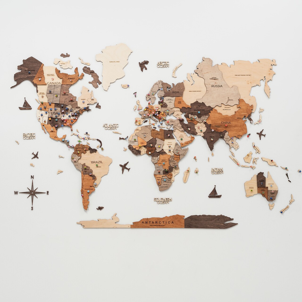 Modern Home Decor, 3D World Map, Living Room Decor, Wood Wall Art by Enjoy The Wood